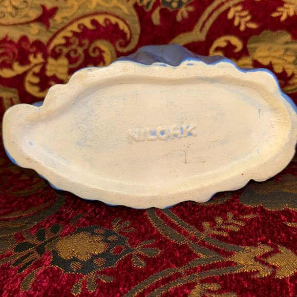 Vtg Niloak Deer Planter Vase Art Deco 1930s Ozark Blue Matte Pottery 8 1/4 inch - Picture 6 of 10